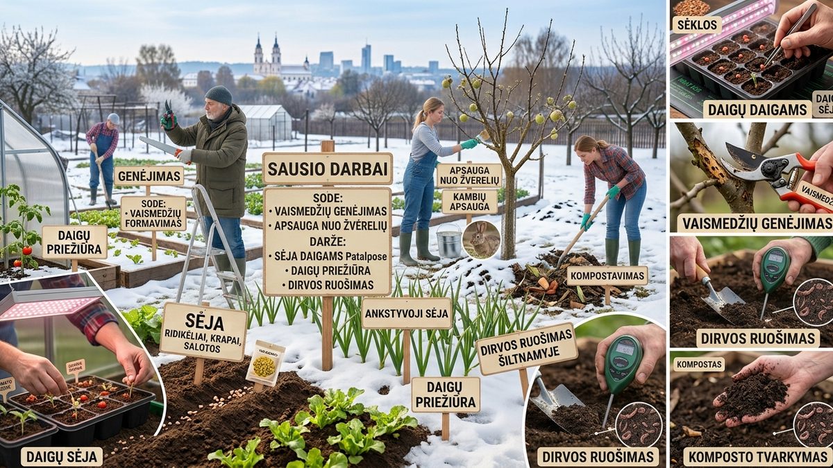Sausio darbai sode ir darže