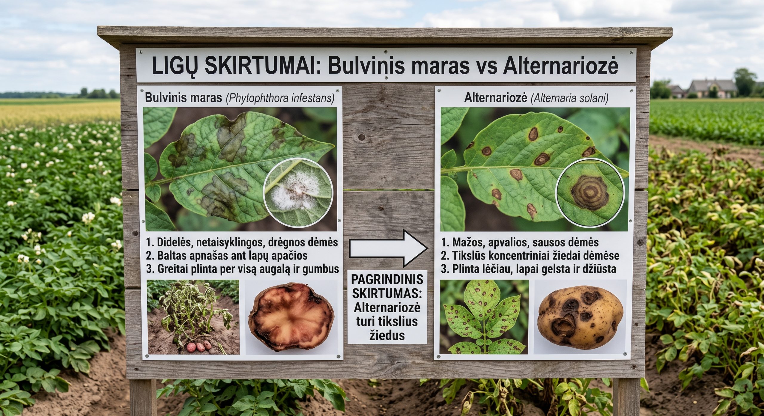 Alternariozė: kaip atskirti nuo bulvinio maro