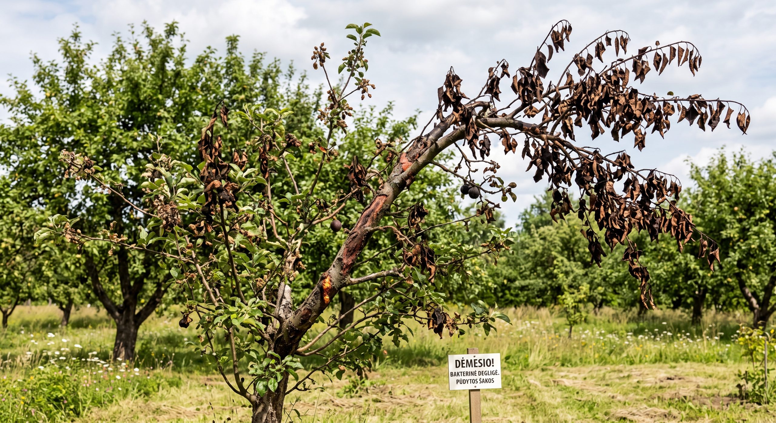 Bakterinė degligė: pavojingiausia obelų ir kriaušių liga